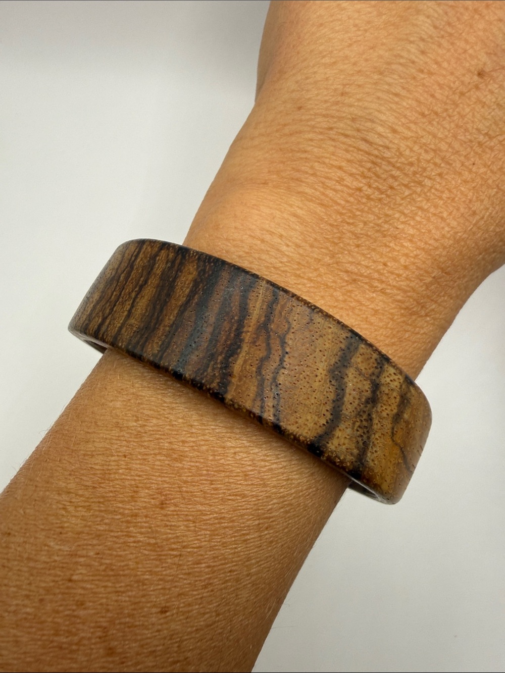 Vintage Brown Wooden Large Cuff Bangle Statement Bracelet
